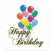 Happy Birthday - D4 Square Stickers