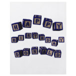 Happy Birthday Donald toy blocks in blue. flyers
