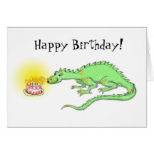 Happy Birthday Dragon & cake card