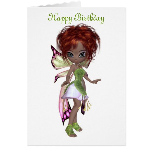 Happy Birthday Fairy Magic Faerie In A Dress Greeting Card 