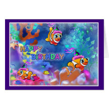 Happy Birthday Fish style 014 Greeting Cards