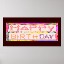 Happy Birthday Floral Script Poster