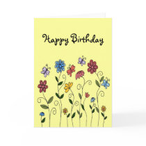 Happy Birthday flowers & butterflies card