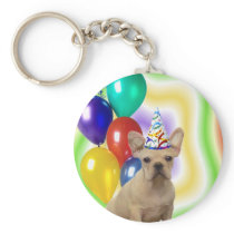 Happy Birthday French Bulldog keychain