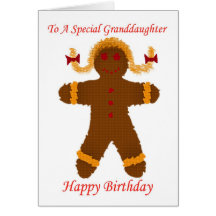 Happy Birthday granddaughter gingerbread girl Greeting Card