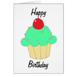 Happy Birthday Green Cupcake Greeting Card