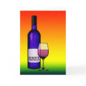 happy birthday : halftone wine bottle and glass cards