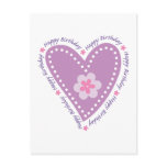 Happy Birthday Heart & Flower postcards