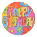 Happy Birthday Hippie Stickers