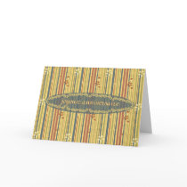 Happy Birthday in French, Stripes and Flowers Cards