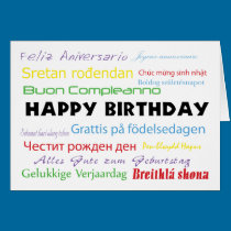 Happy Birthday in Many Languages Card cards