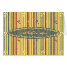Happy Birthday in Welsh, Stripes and Flowers Cards