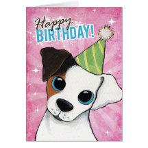 Happy Birthday Jack Russell Party Dog Greeting Card