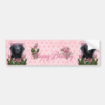 Happy Birthday - Labrador - Black - Gauge Bumper Sticker