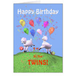 Happy Birthday Lambs for Twins Card