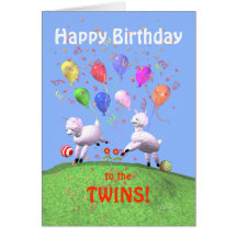 Happy Birthday Lambs for Twins Card