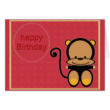 happy birthday little monkey greeting card