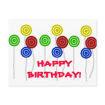Happy Birthday lollipops postcards