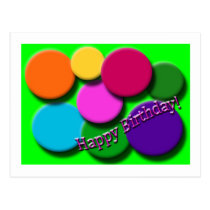 Happy Birthday neon dots postcard postcards