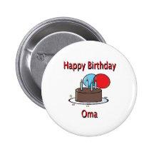 Happy Birthday Oma German Grandma Birthday Design Pinback Button