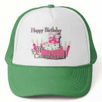 Happy Birthday- Pink Cake Trucker Hats