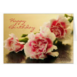 Happy Birthday Pink Carnations Floral Greeting Card