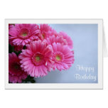 Happy Birthday Pink Gerbera Daisies Greeting Card