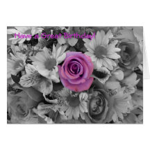 Happy Birthday- Pink Rose Greeting Cards