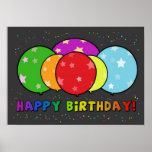 Happy Birthday Poster Rainbow Balloons posters
