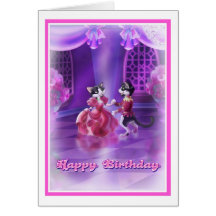 Happy Birthday Princess Cats Style 003 Greeting Cards