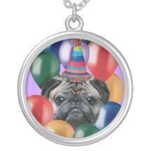 Happy Birthday pug dog Necklace