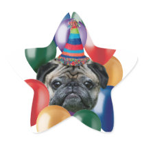 Happy birthday Pug dog Stickers