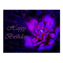 Happy Birthday - Purple Flower Postcard