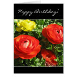 Happy Birthday Red Ranunculus Flower Greeting card