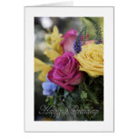Happy Birthday roses w/white border Greeting Cards