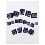 Happy Birthday Ruth toy blocks in blue. flyers