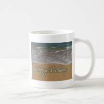 Happy Birthday Sand Beach Mugs