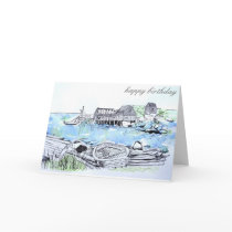 happy birthday seascape card