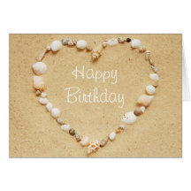 Happy Birthday Seashell Heart Card