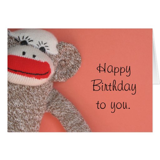 Happy Birthday Sock Monkey Greeting Card | Zazzle