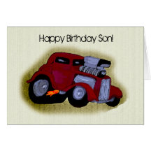 Happy Birthday Son Car Greeting Cards