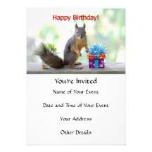 Happy Birthday Squirrel Personalized Announcement