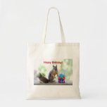 Happy Birthday Squirrel Tote Bags