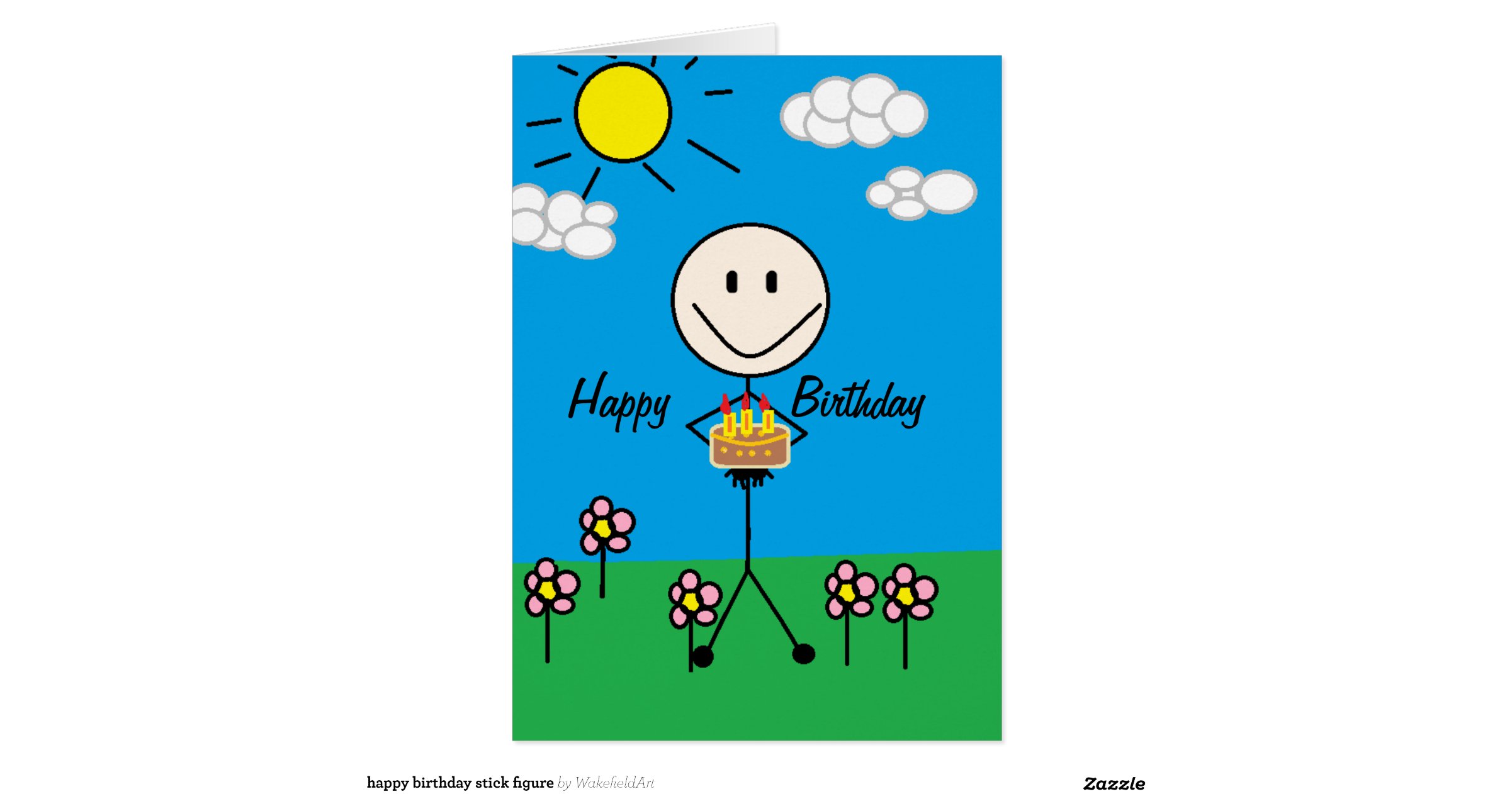 Happy Birthday Stick Figure Greeting Card Zazzle 