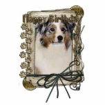 Happy Birthday - Stone Paws - Australian Shepherd photo sculptures