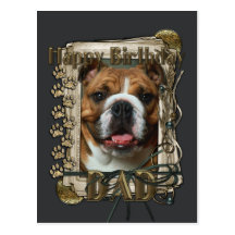 Happy Birthday - Stone Paws - Bulldog Post Card