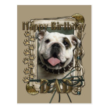 Happy Birthday - Stone Paws - Bulldog Postcard