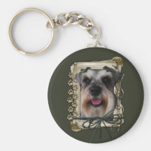 Happy Birthday - Stone Paws - Schnauzer Keychains