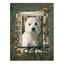 Happy Birthday - Stone Paws -West Highland Terrier Post Card