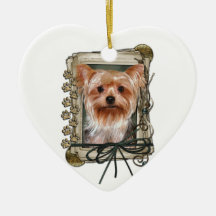 Happy Birthday - Stone Paws - Yorkshire Terrier Christmas Tree Ornament